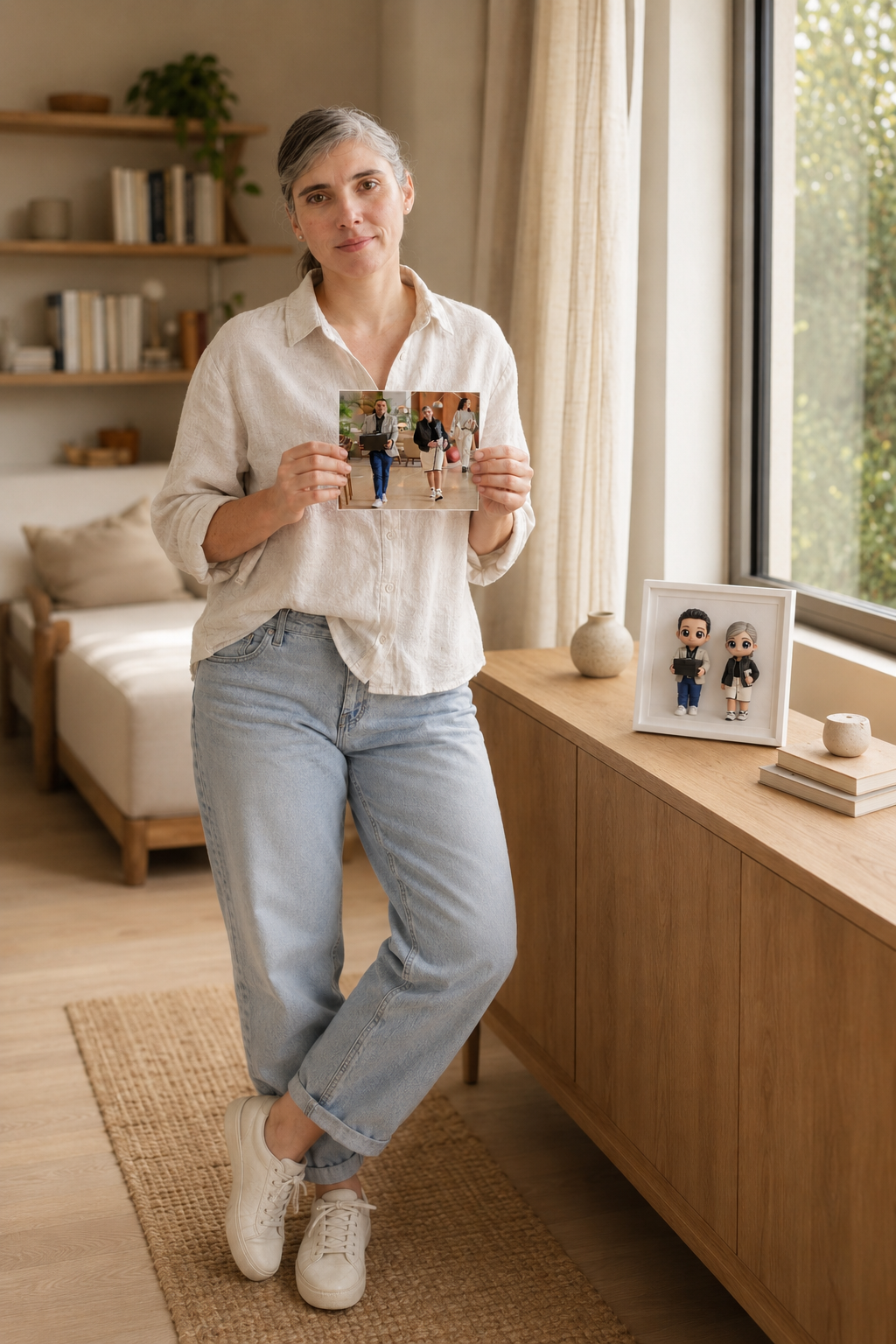 Mulher a segurar quadro 3D personalizado VICLA